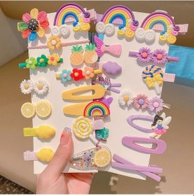 Resim Moveevo 2022 Yeni Çocuk Saçakları: Güneşin İzi & Mor Renkli 28'li Set - Tatlı Bitki Ve Bulut Desenli Saç Klipsleri 