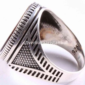 Resim Tigers Eye Stone Jewelry Solid 925 Sterling Silver Men Ring - US: 11.5 / 66 mm / Turk: 26 