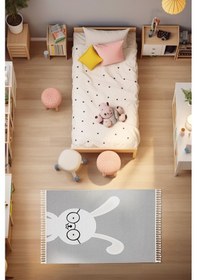 Resim Sparkle Gri Krem Tavşan Figürlü Hayvan Figürlü Çocuk Odası Halısı Gri 