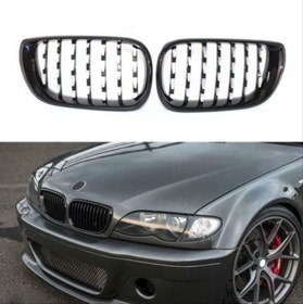 Resim Bmw 3 Serisi 2002-2004 E46 Uyumlu Dıamond Panjur ( Böbrek ) Pıano Black Çerçeve 