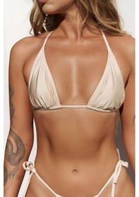 Resim Mai Collection Mai Studios Co. Cahya Bağlamalı Bej Üçgen Bikini Üstü Bej 