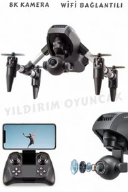 Resim YILDIRIM OYUNCAK Uzaktan Kumandalı Full Fonksiyon Şarjlı 8K Kameralı Drone 13 cm - Wifi Bağlantılı Kamere Özellikli 
