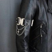 Resim 1 adet Punk Hip Hop Seksi Suni Deri Moda Erkek Kol Bandı, Kol Bandı Vücut Kafesi Kol Yüzükleri Eroik Rave Cosplay 