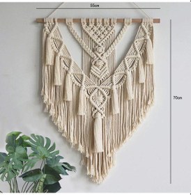 Resim Neevoyu El Dokuma Bohem Dekoratif Duvar Örtüsü, Konaklama Ve Ev Dekoru İçin Tasselli Desen, 55x70 Cm 