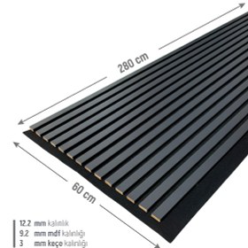 Resim Akustik Ahşap Duvar Paneli Lambiri Antrasit 60 280 Cm 