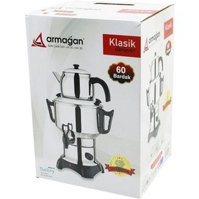 Resim shopwave KLASİK ÇAY SETİ=DEMLİK - SU KAZANI ELEKTRİKLİ SEMAVER 60 BARDAK 6LT - TEK MUSLUK 1500W GİZLİ REZİSTA 