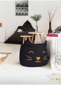 Resim Oyuncak Sepeti, Jüt Sepet, Kedi, Köpek, Evcil Hayvan, Çocuk odası, Sepet Siyah-Kedi 