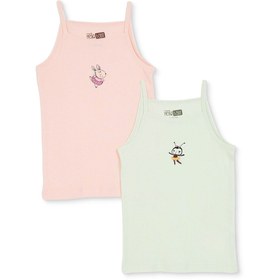 Resim HelloBabymon Kız Bebek 2li Atlet Çiçek Baskılı Bisiklet Yaka Sleeveless 