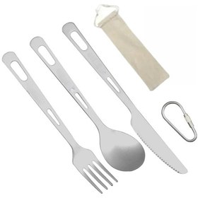 Resim Xindoker Titanyum Besteği Çatal Kaşık Bıçak Seti - Outdoor Kamp Manzaraları İçin Taşınabilir Mutfak Gereci Gümüş 