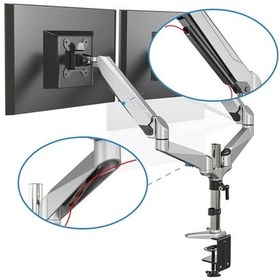 Resim Digitus DA-90353 Universal Gaz Yaylı Çift Masa Tutucu Monitör Kolu 