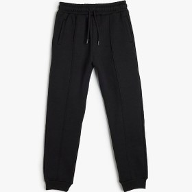 Resim Koton Şardonlu Beli Bağcıklı Cep Detaylı Basic Jogger Eşofman Altı Siyah 5wkb40079tk Siyah 