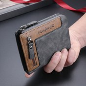 Resim 1 Adet Erkek Retro Moda Çok Fonksiyonlu Fermuarlı Cüzdan, Çok Yönlü Çoklu Kart Yuvaları Büyük Kapasiteli Kart Çantası, Erkekler İçin İdeal Hediye 