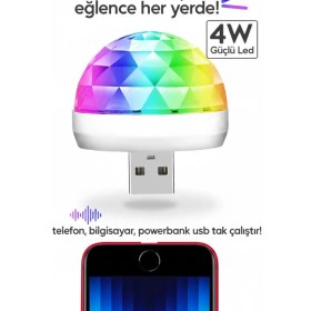 Resim Astraled Sese Duyarlı Mini Disko Topu USB Telefon Mikrofon Uyumlu Parti LED 