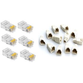 Resim 50 Adet Yeni Nesil Delikli Cat5Cat6 Jak + 50 Adet Cover Kılıf 