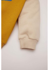 Resim DeFacto Erkek Bebek Bisiklet Yaka İçi Yumuşak Tüylü Baskılı Sweatshirt D6755A524WNYL64 Sarı 