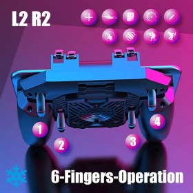 Resim Mobil Oyun Kolu – Yarı Iletken Soğutma Fanlı L2R2 Tetik Düğmeli, 6 Parmak Destekli Gamepad, Ergonomik Tutma, Sessiz Soğutucu, 4.7–6.5” Ios & Android Telefonlar ile Uyumlu | DL88 