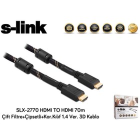 Resim Genel Markalar S-link Slx-2770 Hdmı To Hdmı 70m Çift Filtre+çipsetli+kor.kılıf 1.4 Ver. 3d Kablo 