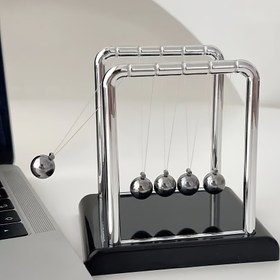 Resim 5 Toplu Newton'un Beşik Metal ve ABS Plastik Masa Dekoru - Modern Fizik Bilim Gösterim Modeli, Elektriksiz Ofis Ev Dekorasyonu için Halloween, Rahatlama & Eğitici Sergileme, Halloween Süslemesi | Metalli Bitiş | Hassas Denge 