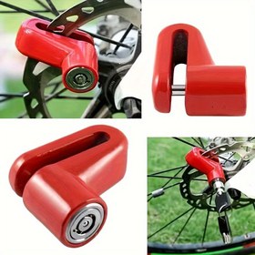 Resim Taşınabilir Bisiklet, Elektrikli Scooter ve Motosiklet Disk Fren Kilidi - Ağır Hizmet Anti-Hırsızlık Güvenlik Mekanik Kolu Kontrolü, Kırmızı Kaplama, Bisiklet Tekerlek Koruma için Uygun, Bisiklet Kilidi 