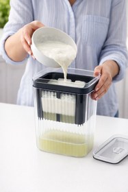 Resim KRN GLOBAL GROUP 2.2 Litre Kapaklı Yoğurt Süzme Aparatı – Süzme Yoğurt & Labne Yapma Kabı –Şeffaf Yoğurt Filtresi 