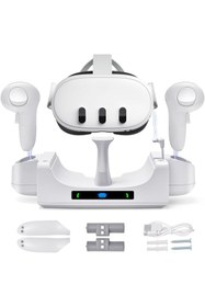 Resim cosmostech Meta Quest 3/3S Uyumlu Şarj İstasyonu – VR Gözlük & Kumanda Şarj Standı, Duvar Montajlı Dock 