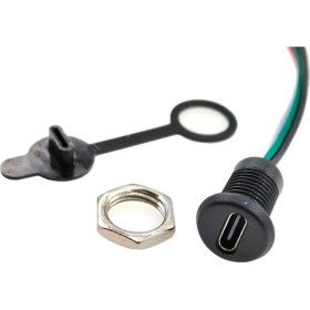 Resim YKA Panel Montajlı USB C Dişi Konnektör - Jst-Ph-2.0 Konnektör Çıkışı - Siyah 