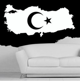 Resim 4x4 Türkiye Haritası Ay Yıldız Sticker 17cm *8cm 