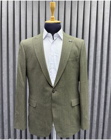 Resim Avni Ceylan Erkek Balık Sırtı Dokuma Detaylı Haki Tek Düğme Blazer Ceket 