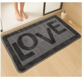 Resim Doğal Kaymaz Taban Banyo Paspas Uzun Ömürlü Yumuşak Dokulu Su Emici Yıkanabilir Love 60x100 Antrasit 