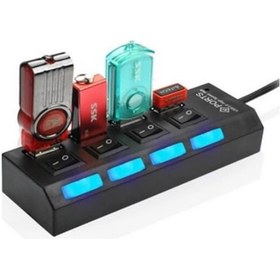 Resim 4 Port Usb 2.0 Çoklayıcı Çoğaltıcı Hub Anahtarlı Işıklı 4863P 
