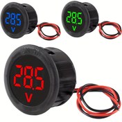 Resim DC Voltmetre 4-100V LED Dijital Ekran Yuvarlak 2 Tel Voltmetre DC Dijital Gerilim Akım Metre Volt Dedektörü Test Cihazı Monitör Paneli 