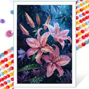 Resim 1 Tam 5D Elmas Boyama Kiti - Şirin Pembe Lili ve Koyu Yaprak Tasarımı, 29.97x40.13cm, Tam Yuvarlak Matkap ile Araçlar, Canlı Duvar Sanatı Oturma Odası ve Yatak Odası için, Başlangıçlar için İdeal, Çerçevesiz Ev Dekorasyonu Hediyesi, Elmas Sanatı 