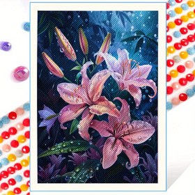 Resim 1 Tam 5D Elmas Boyama Kiti - Şirin Pembe Lili ve Koyu Yaprak Tasarımı, 29.97x40.13cm, Tam Yuvarlak Matkap ile Araçlar, Canlı Duvar Sanatı Oturma Odası ve Yatak Odası için, Başlangıçlar için İdeal, Çerçevesiz Ev Dekorasyonu Hediyesi, Elmas Sanatı 