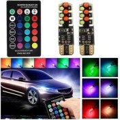 Resim Trendooze Turcoshop11 1 Takım T10 Led Cob Rgb Araç İçi Kablosuz Kontrollü 