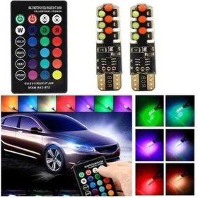Resim Trendooze Turcoshop11 1 Takım T10 Led Cob Rgb Araç İçi Kablosuz Kontrollü 