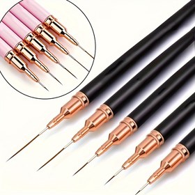 Resim 5 Parça Tırnak Sanatı Fırçası Seti - Detaylı Tasarım, İnce Çizgi Fırçaları Jel Çivi için, Çeşitli Uçlarla Sürekli Çizim Kalemleri (5mm-25mm), Koku Yok - İnce Tırnak Sanatı için Hassas Boyama Araçları 