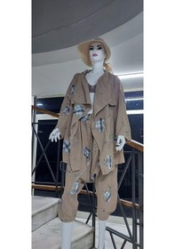 Resim Boho Şalvar Pantolon Asimetrik Ceket Takım Vizon 