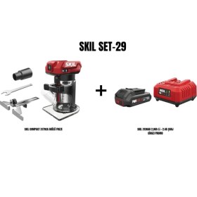 Resim Skil Skıl Set-29 (Skıl Compact 3170CA Akülü Freze+Skıl 3136AA 2,0AH Li + 2.4A Şarj Cihazı Promo) 