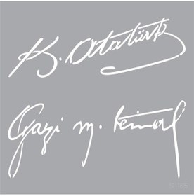 Resim Atatürk Imzası Stencil Boyama Şablonu 30X30 Cm. Duvar Stencil. Fa 