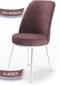 Resim Canisa Concept Dexa Serisi Gülkurusu Renk 4 Adet Sandalye, Renk Gülkurusu, Ayaklar Beyaz 