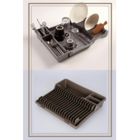 Resim Katlanabilir Bulaşıklık, Bölmeli Tabaklık ve Kaşıklık, Kahverengi, Çok Renkli 