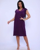 Resim Rozara Büyük Beden Viskon Gece Gömleği 39771836 Patlıcan Rengi 