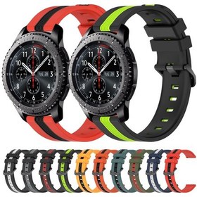 Resim Samsung Gear S3 Frontier 22mm Dikey İki Renkli Silikon Saat Bandı Kırmızı 