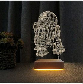Resim 3D Star Wars R2 Robotu Led Lamba Çocuk Odası Gece Lambası 