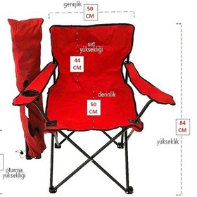 Resim Kapris Katlanır Kamp Sandalyesi Taşıma Çantalı Bardaklıklı Kırmızı 