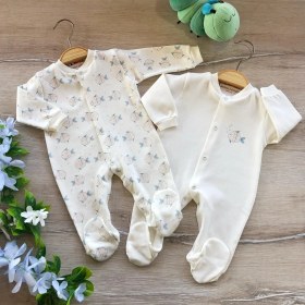 Resim Renkli Puset 2'li Penye Bebek Tulum Takım Balık 
