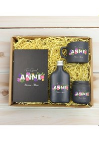 Resim Bk Gift Kişiye Özel İsimli Dtf Anne Temalı Antrasit Defter & Kahve Fincanı & Kolonya & Mum Hediye Seti-3, Anneye Hediye, Anneler Günü Hediyesi Kobitme 