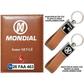 Resim Plakanıza Özel Mondial Logolu Taba Ruhsat Kabı Ve Anahtarlık 