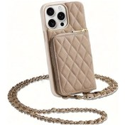 Resim Topshop1 iPhone Uyumlu 13 İçin Kare Dikişli Suni Deri Zincirli Şık Çapraz Body Çanta 