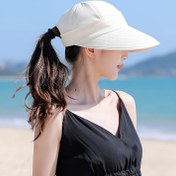 Resim Kadınların Yaz Güneş Şapkası - Geniş Kenar, Nefes Alabilen Açık Üst, Plaj ve Açık Hava Aktiviteleri İçin Çıkarılabilir, Hafif Polyester, Beyaz Siyah Kenarlı, Yaz Güneş Şapkası 